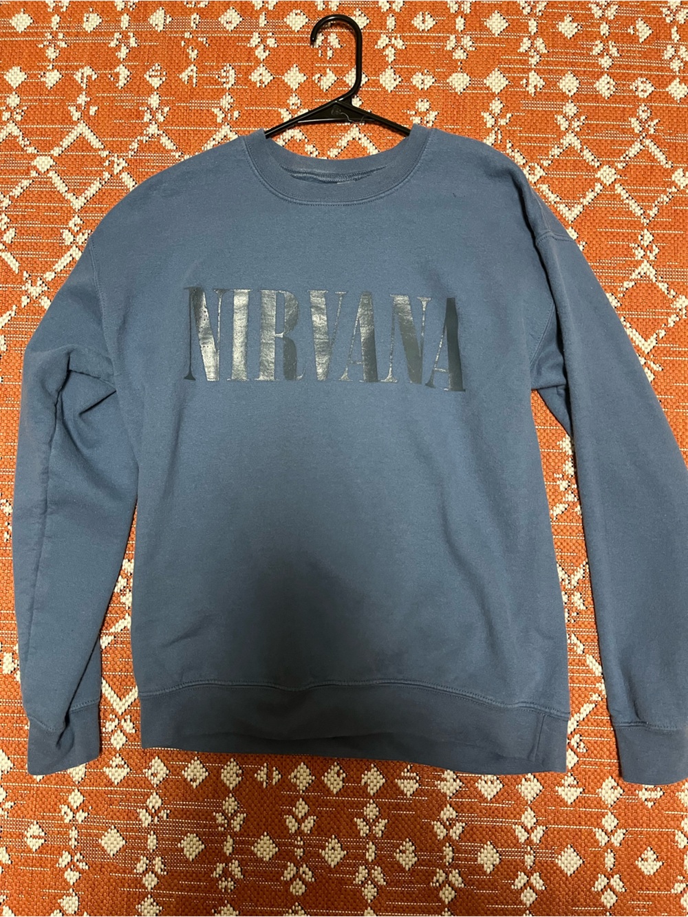 Gildan Blue Gray Nirvana Logo Sweatshirt